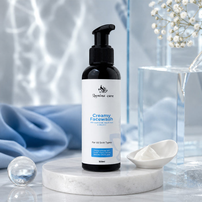 Lumina Care Creamy Facewash – Hydrating Cleanser with Niacinamide, Vitamin C & Glycolic Acid (100ml)